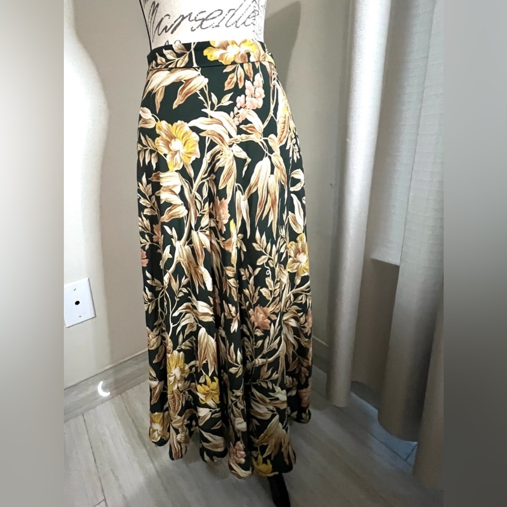 Botanical Maxi Skirt - Green and Cream